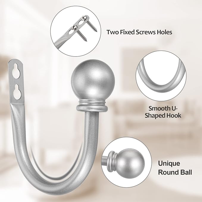 Sumnacon Set of 2 Decorative Curtain Holdbacks, Wall Mounted Aluminum Alloy - Image 2