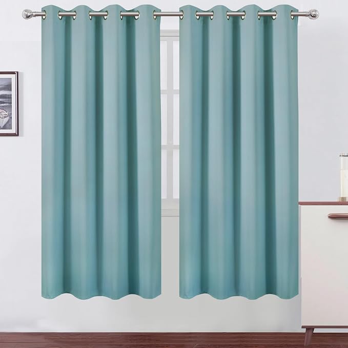 LEMOMO Blackout Curtains 66 x 72 Inch Long Stone Blue Curtains Set of 2 Panels by Lemomo