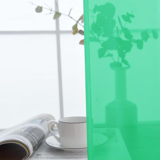 SpaceDresser Basic Rod Pocket Sheer Voile Window Curtain Panels Grass Green 1 - Image 8