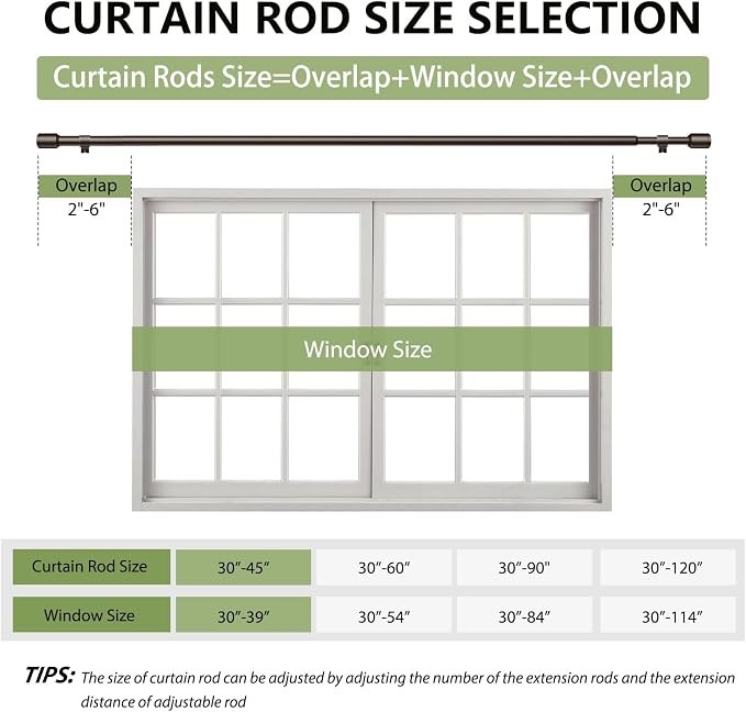 5/8” Diameter Curtain Rods 30-45 Inch, - Image 2
