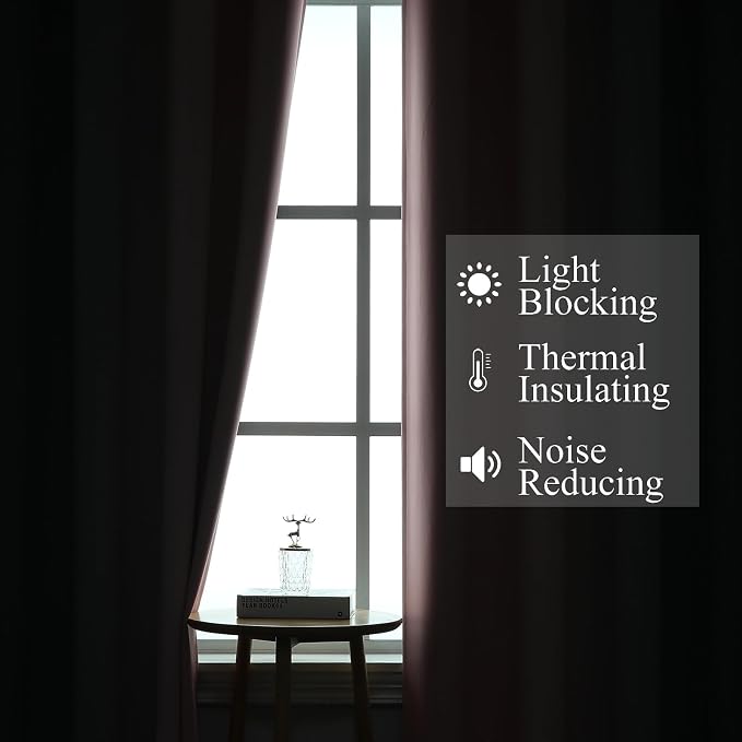 Estelar Textiler Pink and Grey Blackout Curtains 108 Inches Long, Thermal - Image 3