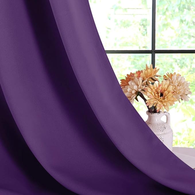 NICETOWN Blackout Window Curtains 70" L, 2 Panels, 34 inch, Royal Purple - Image 4