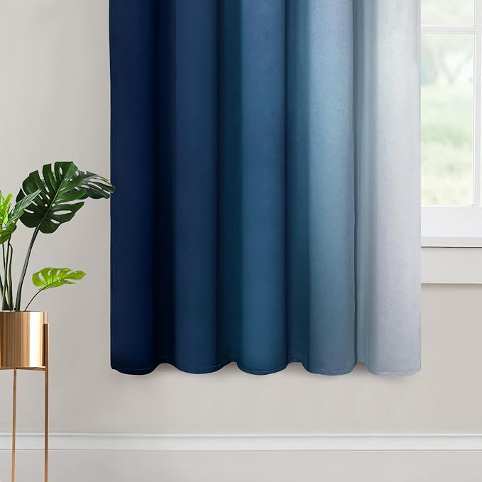 Yakamok Blue Ombre Curtains Room Darkening Grommet Curtains - Image 4