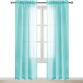DWCN Aqua Sheer Curtains Semi Transparent Voile Rod Pocket Curtains by DWCN
