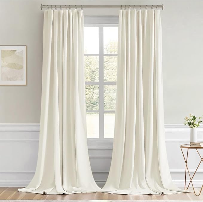 MIULEE Cream Back Tab Blackout Curtains 120 Inch Long 2 Panels Set - Image 9