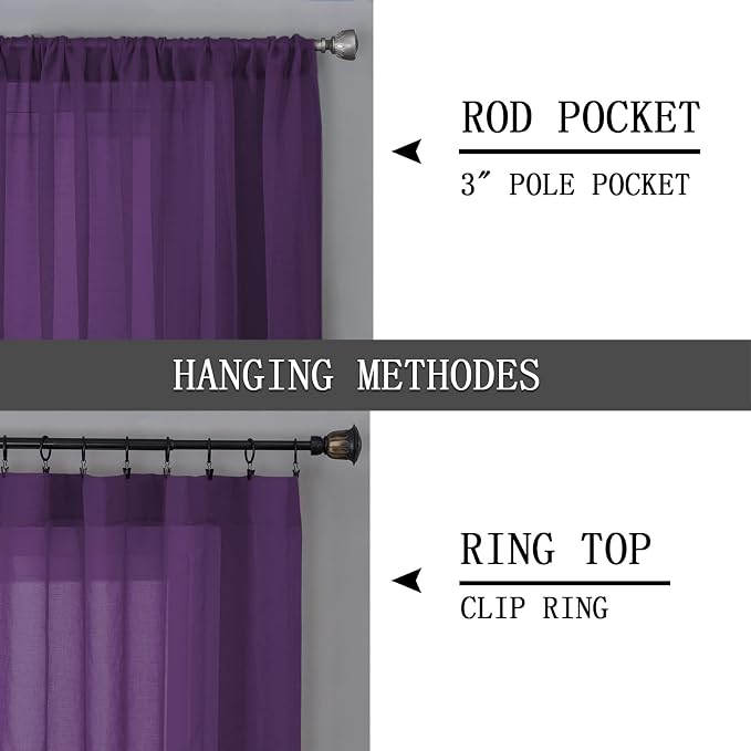 Tollpiz Sheer Tier Curtain Linen Textured Half Kitchen Curtains Sheer Light - Image 5