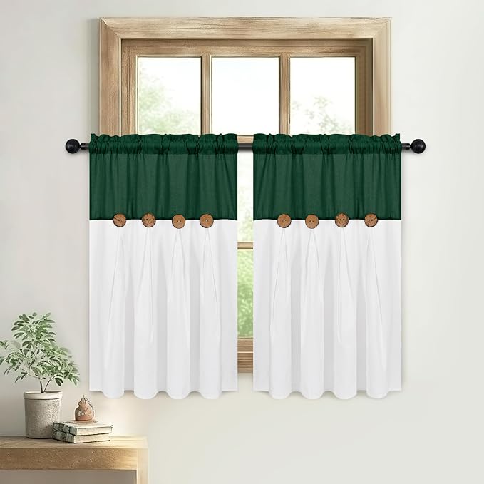FRAMICS Boho Kitchen Curtains 36 Inch Length, Farmhouse Cotton Linen Tier - Image 5