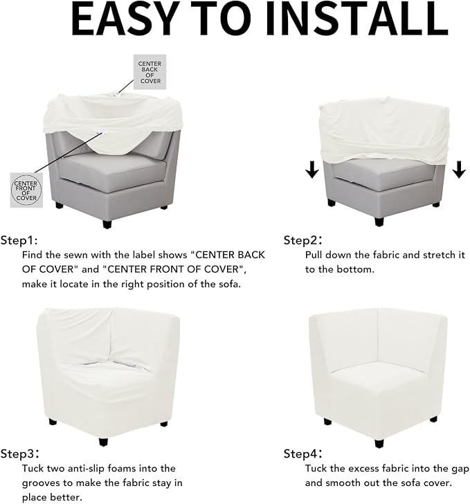 Easy-Going Stretch Sectional Corner Sofa Slipcover 1-Piece Couch Sofa Cover - Image 5