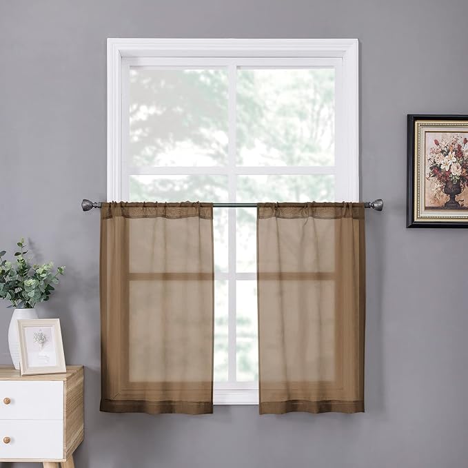 Tollpiz Sheer Tier Curtains Kitchen Linen Textured Half Curtain Sheers Light by Tollpiz