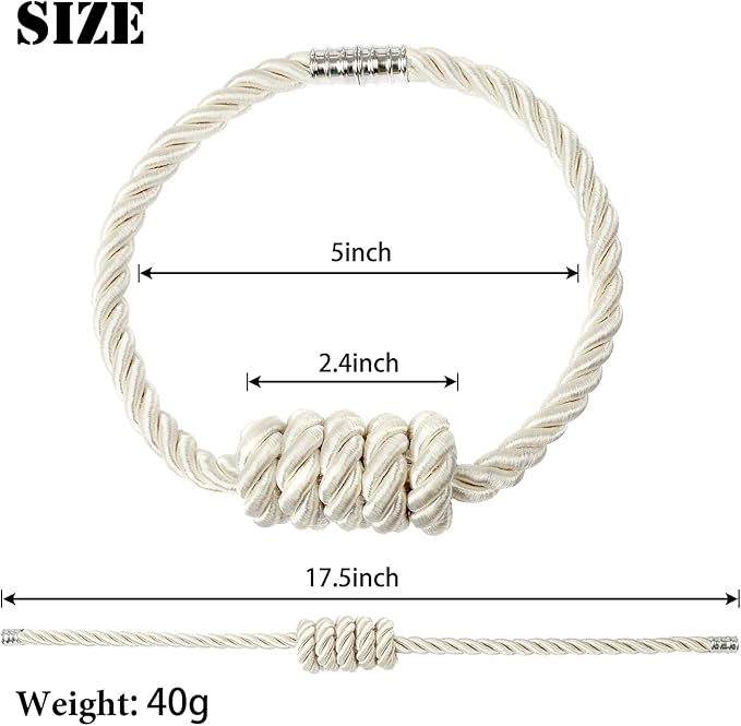 BEL AVENIR Magnetic Curtain Tiebacks, Decorative Drapery Holdbacks Modern Woven - Image 2