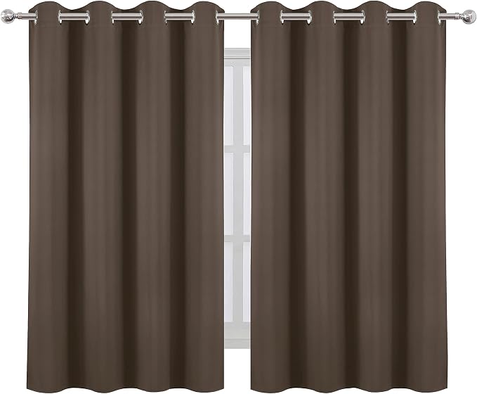 LEMOMO Chocolate Brown Thermal Blackout Curtains/52 x 54 Inch/Set of 2 Panels - Image 2