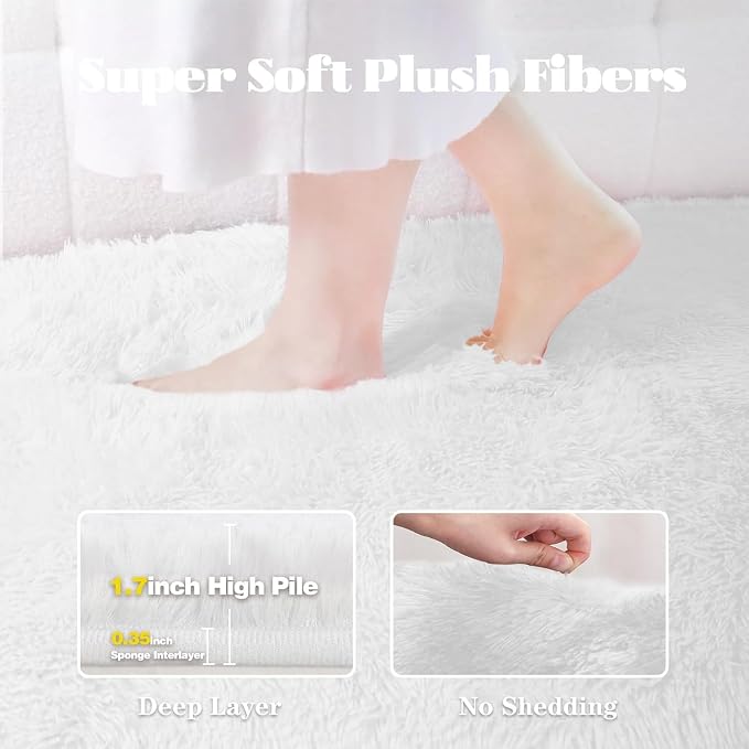 2x6 Runner Rug for Bedroom: Fluffy Shag Soft Washable Rugs Small Fuzzy Plush - Image 3