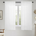 MIULEE White Linen Curtains Short 63 Inch Long 2 Panels by MIULEE