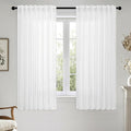 MIULEE White Linen Curtains Short 45 Inch Length 2 Panels by MIULEE