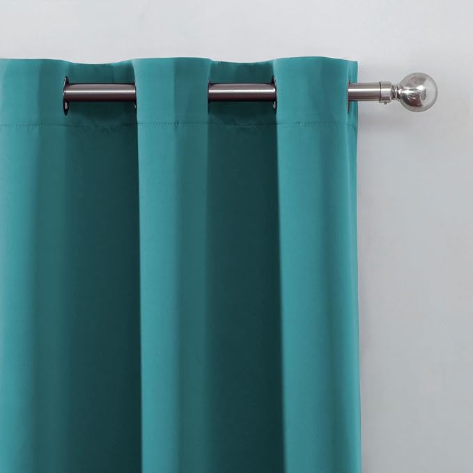LEMOMO Blackout Curtains 66 x 72 Inch Long Sea Teal Curtains Set of 2 Panels - Image 6