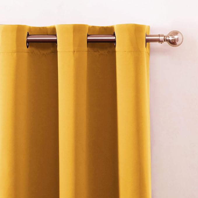 LEMOMO Yellow Blackout Curtains 42 x 54 Inch Length Set of 2 Panels Grommet - Image 7