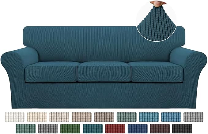 Turquoize 4 Piece Sofa Covers for 3 Cushion Couch Sofa Slipcover Soft Couch by Turquoize
