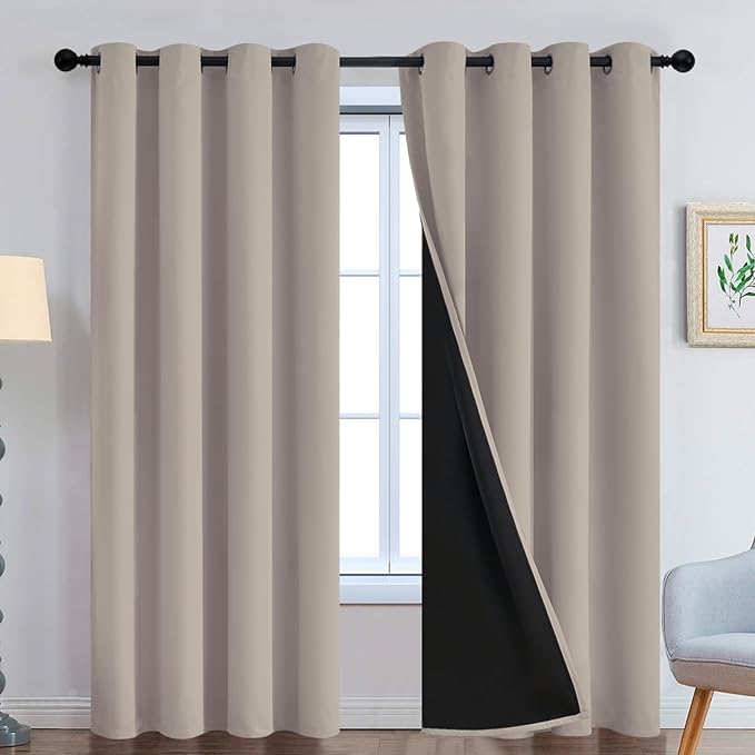 Yakamok 100% Blackout Curtains 90 Inches Long, 2 Thick Layers Heat and Full by Yakamok