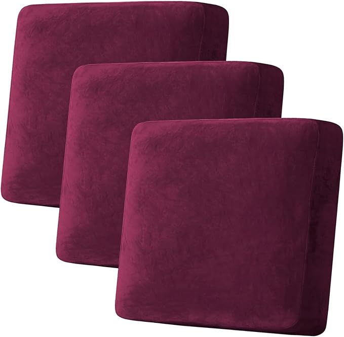 H.VERSAILTEX Velvet Stretch Couch Cushion Cover Plush Cushion Slipcover by HVERSAILTEX