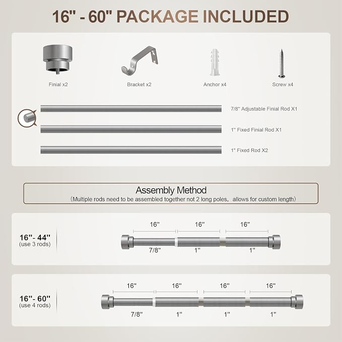 Lootkell Modern Silver Curtain Rods - Image 8