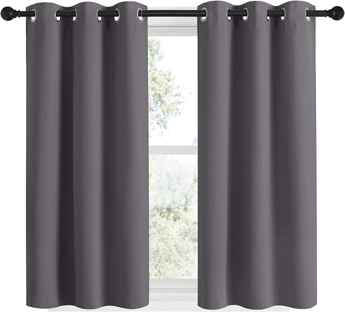 NICETOWN Grey Blackout Curtain Panels 48 inch Long Set of 2 - Image 2