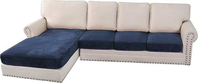 H.VERSAILTEX Velvet Stretch Sectional Couch Covers 4 Pieces Sofa Seat Cushion by HVERSAILTEX