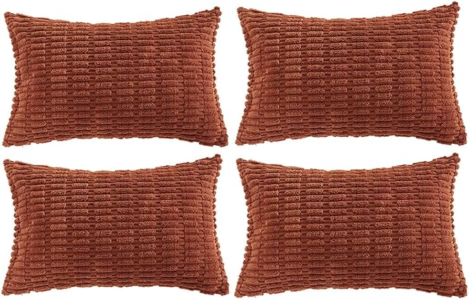 Fancy Homi 4 Packs Rust Decorative Throw Pillow Covers 12x20 Inch by Fancy+Homi