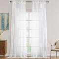 OVZME White Sheer Curtains 108 Inches Long 2 Panels Set, Extra Wide Solid by OVZME