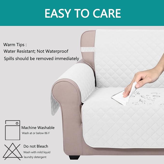 U-NICE HOME Reversible Oversized Chair Covers Quilted Water Repellent Pet - Image 4
