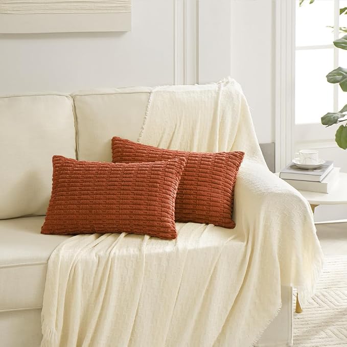 Fancy Homi 4 Packs Boho Burnt Orange Fall Decorative Throw Pillow Covers 14x24 - Image 6