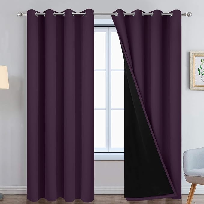 Yakamok 100% Blackout Curtains 84 Inches Long, 2 Thick Layers Heat and Full by Yakamok