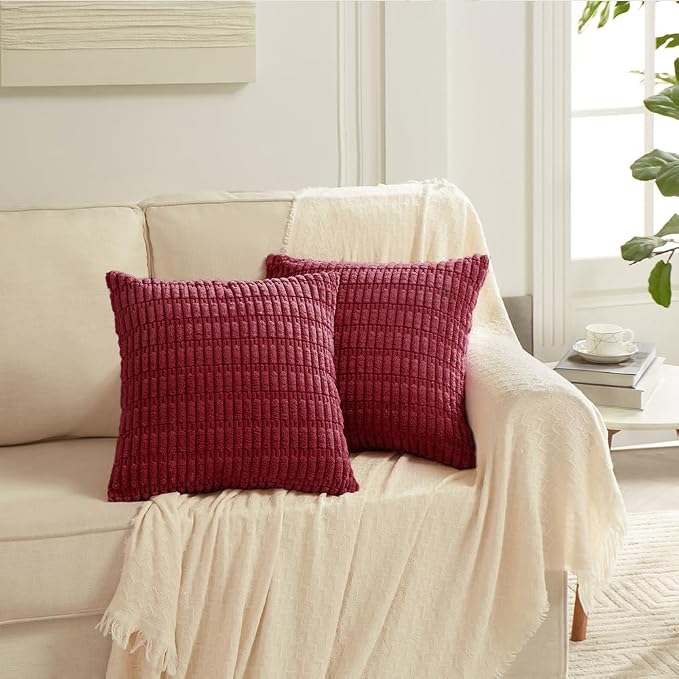 Fancy Homi 4 Packs Burgundy Decorative Throw Pillow Covers 20x20 Inch - Image 6