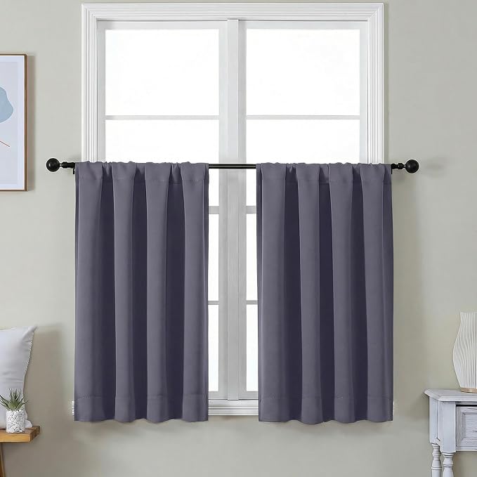 Simplebrand Ava Greyish Purple Short 36 Inches Blackout Curtain 2 Panels Set by Simplebrand