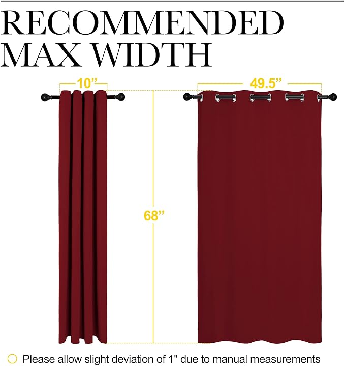NICETOWN Christmas Burgundy Window Curtains Blackout Drapes, Thermal Insulated - Image 7