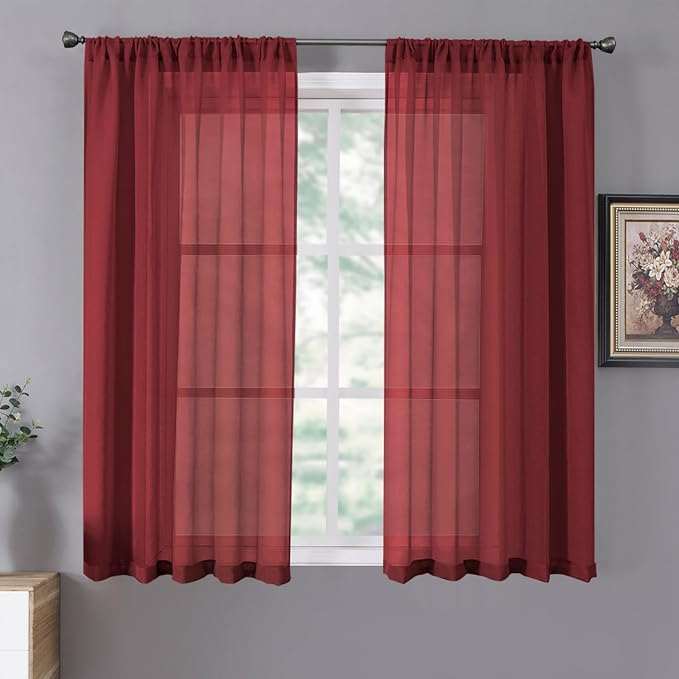 Tollpiz Short Sheer Curtains Linen Textured Living Room Curtain Sheers Light by Tollpiz
