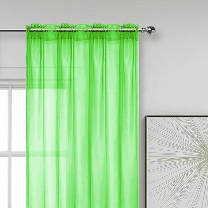 SpaceDresser Sheer Voile Window Treatment Rod Pocket Curtain Panels - Image 2