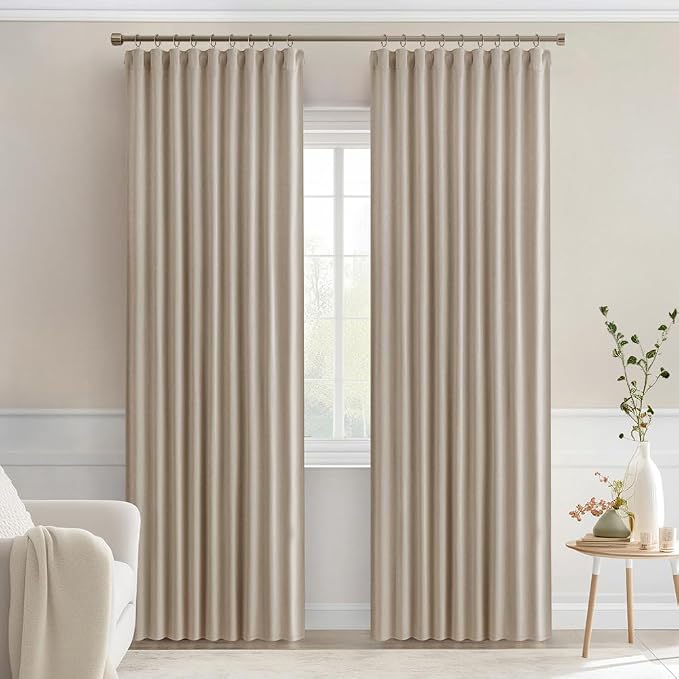 MIULEE Taupe Back Tab Blackout Curtains 90 Inches Long 2 Panels Set - Image 9