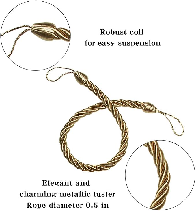 BEL AVENIR Curtain Ropes Tiebacks Tie-Backs, Curtain Handmade Holdbacks - Image 2