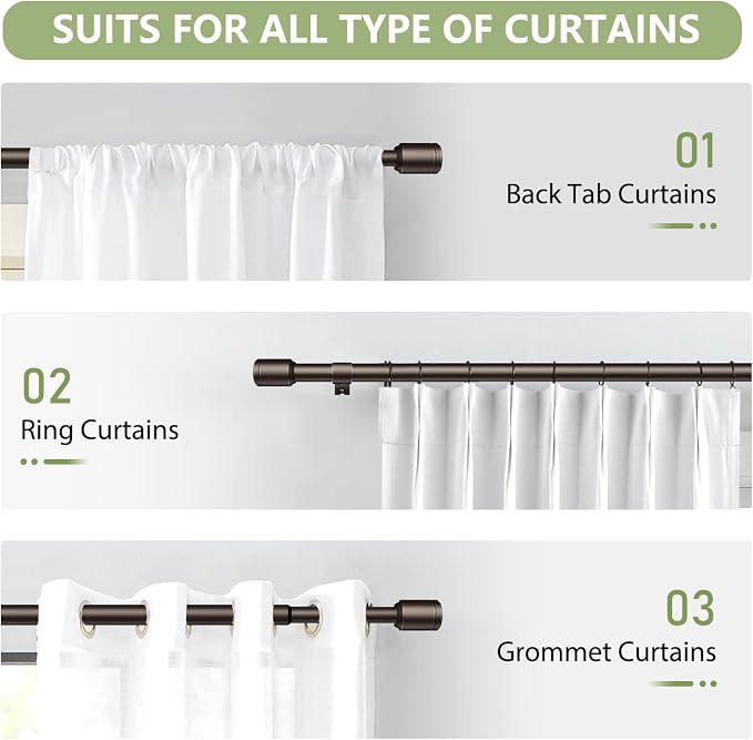 5/8” Diameter Curtain Rods 30-60 Inch, - Image 7