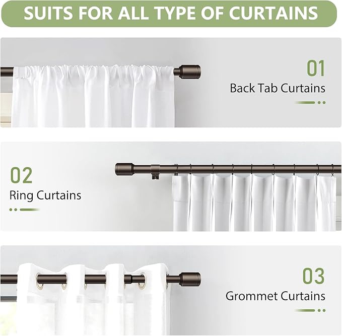 5/8” Diameter Curtain Rods 30-90 Inch, - Image 7