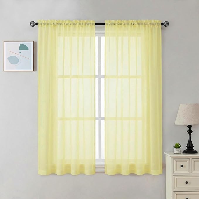 Chyhomenyc Sheer Curtains 54 Inch Long 2 Panels Set by Chyhomenyc
