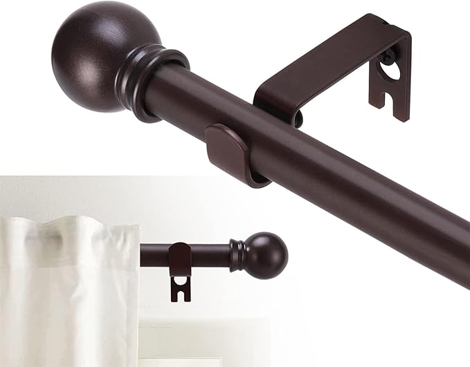 GXOACKJ Curtain Rods for windows 66-120 inch, 5/8 inch Decorative Brown by GXOACKJ