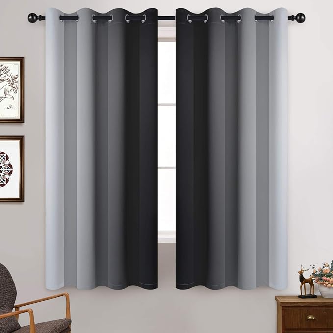 Yakamok Light Blocking Ombre Curtains, Room Darkening Grommet Window Drapes - Image 2