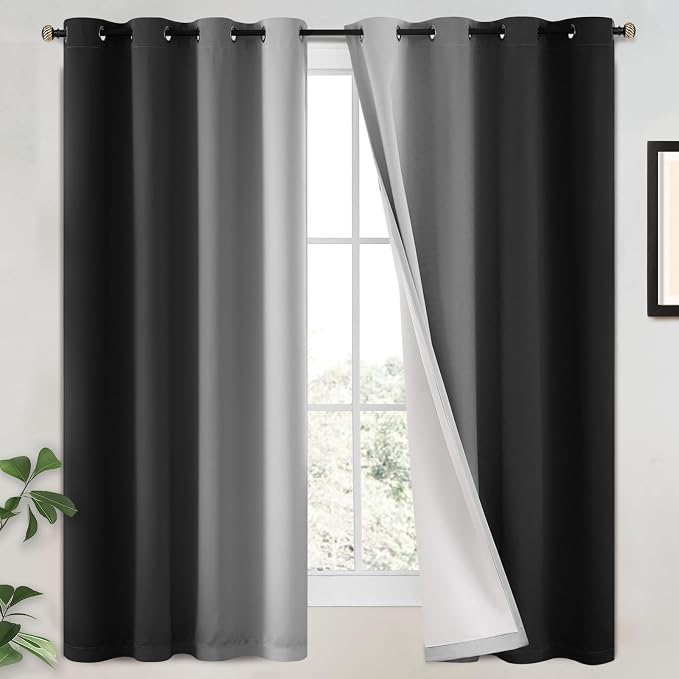 Yakamok 100% Blackout Curtains 63 Inch Length 2 Layers, Light Blocking Thermal by Yakamok