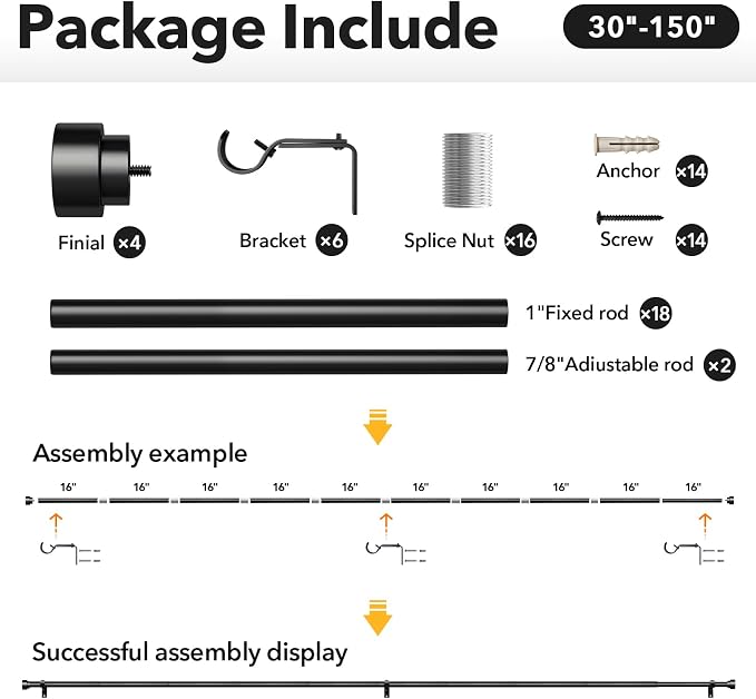 IFELS 2 Pack Heavy Duty Curtain Rods - Image 7
