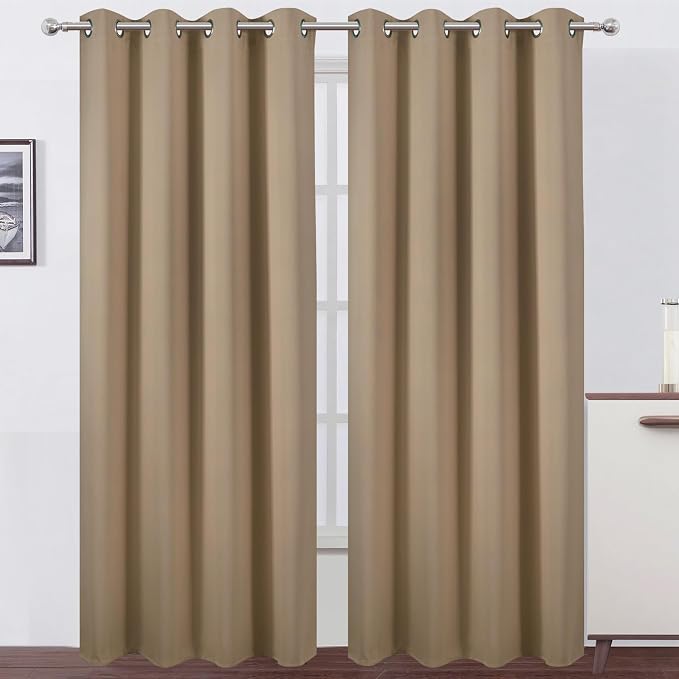 LEMOMO Blackout Curtains 52 x 108 inch/Natural Curtains Set of 2 Panels/Thermal by Lemomo