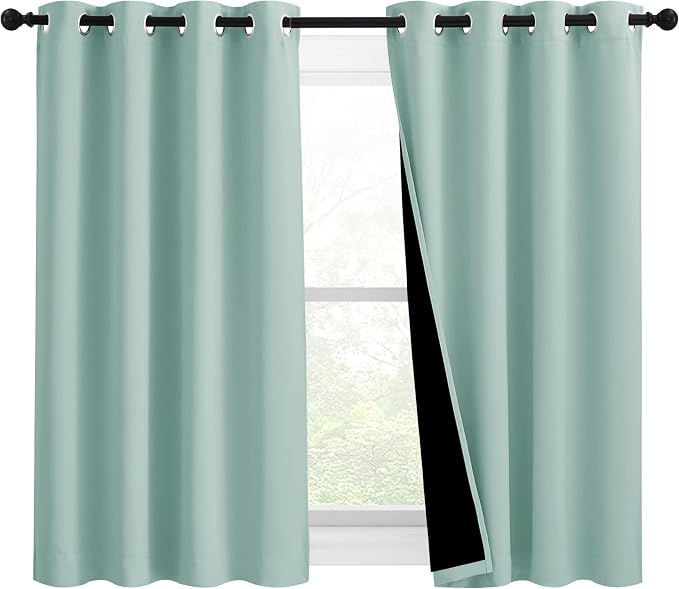 NICETOWN 100% Blackout Curtains 54 inches Long, Double-Deck Completely Blackout by NICETOWN