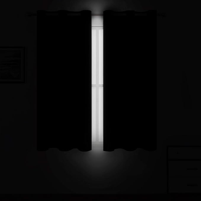 LEMOMO Blackout Curtains 42 x 63 inch/Black Curtains Set of 2 Panels/Thermal - Image 3