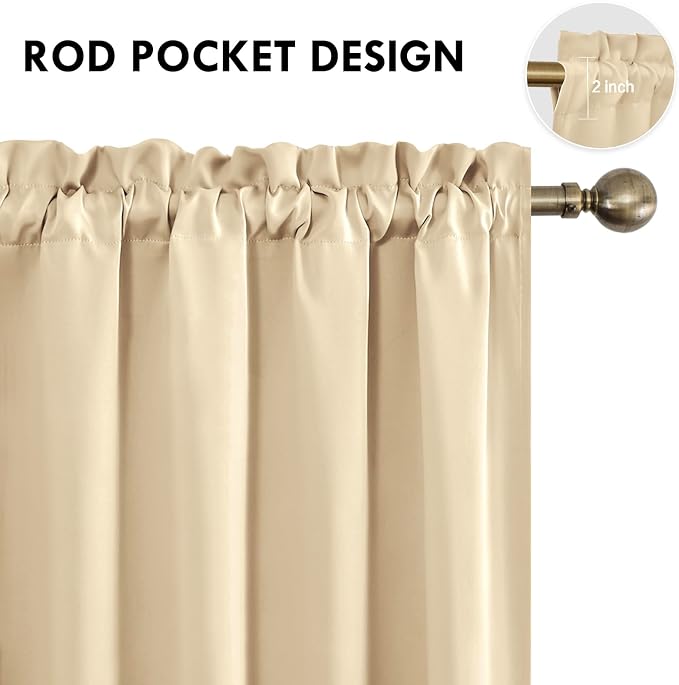 DWCN Blackout Curtains for Bedroom – Rod Pocket Thermal Insulated Noise - Image 4