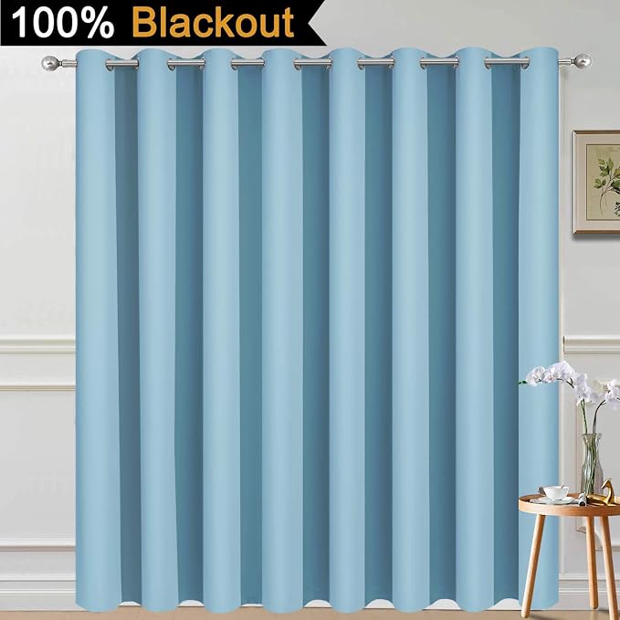 Yakamok 84 Inch Long 100% Blackout Sliding Door Curtains, Thermal Insulated - Image 2